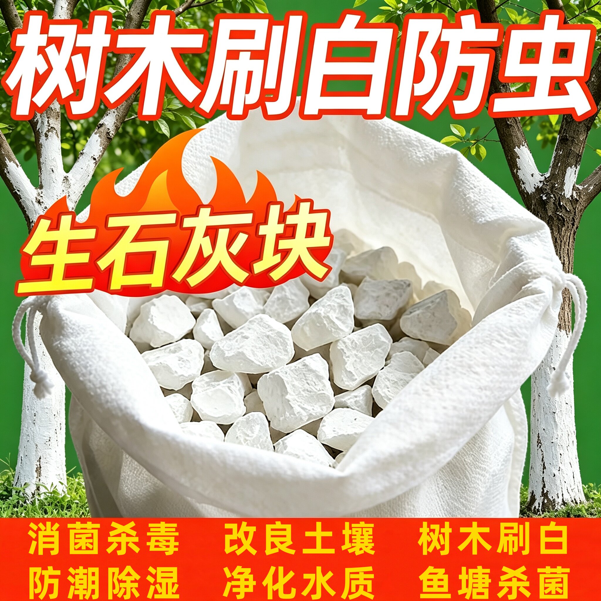 生石灰块鱼塘消毒除湿防潮多用途