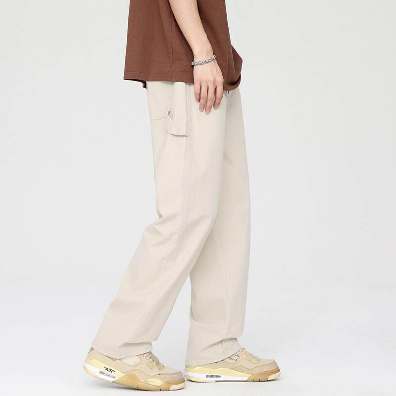 众尼潮牌日系基础款直筒工装裤男宽松阔腿百搭设计感拖地牛仔裤子