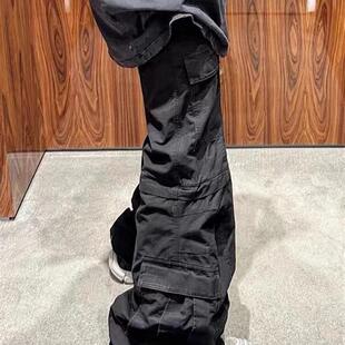 美式高街潮Flared Cargo风格阔腿裤喇叭多口袋拉炼可拆卸工装裤子