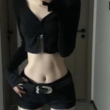 021ope小野猫 美式辣妹低腰裤牛仔短裤修身显瘦显高包臀热裤性感