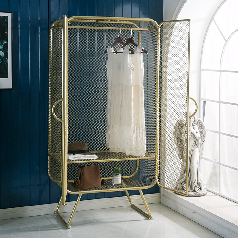 极速北欧铁艺衣柜现代简约收w纳单门家用卧室定制网红简易小户型