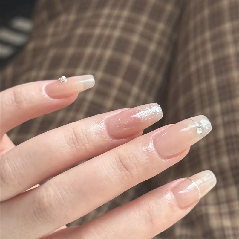 极速嬛嬛甘露寺美甲贴片手t工定制裸色气质假指甲成品新娘孕妇穿