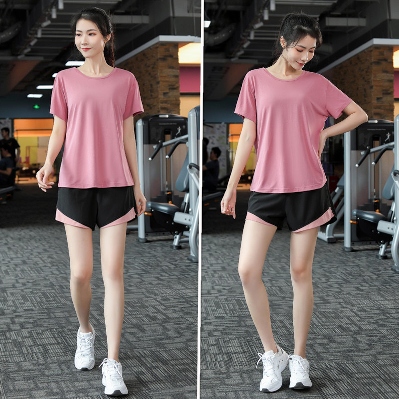 新品胖mm大码运动速干套装u夏季薄款女200斤跑步短裤健身房短袖瑜