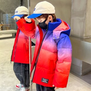 极速中大童大红色羽绒服男童白鸭绒中长款外套1P2-13岁男孩本命年