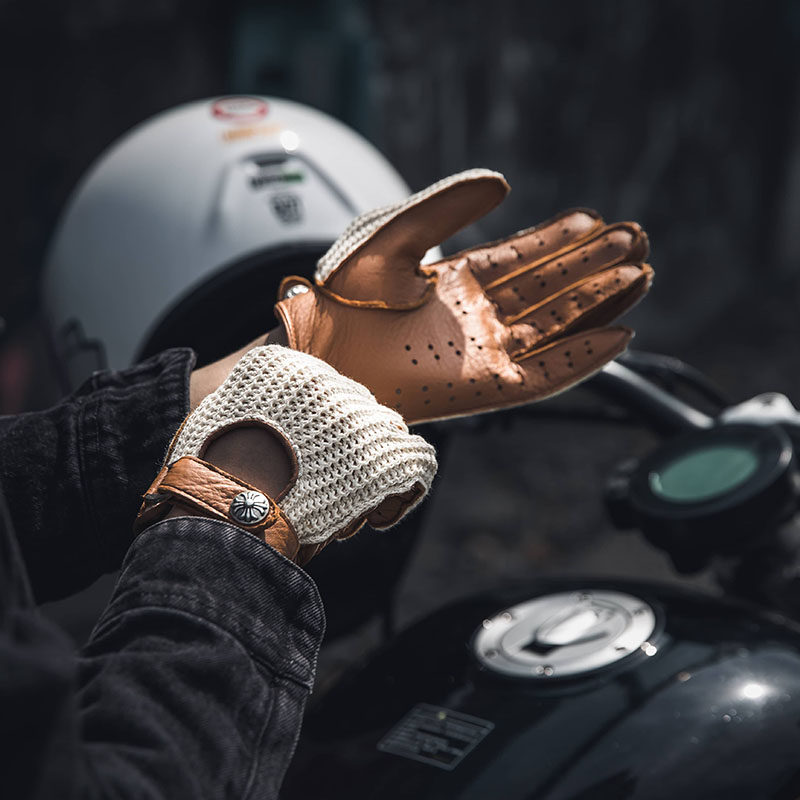 极速摩托车手套薄款机车骑行手套复古G哈雷真皮手套女款男骑士夏