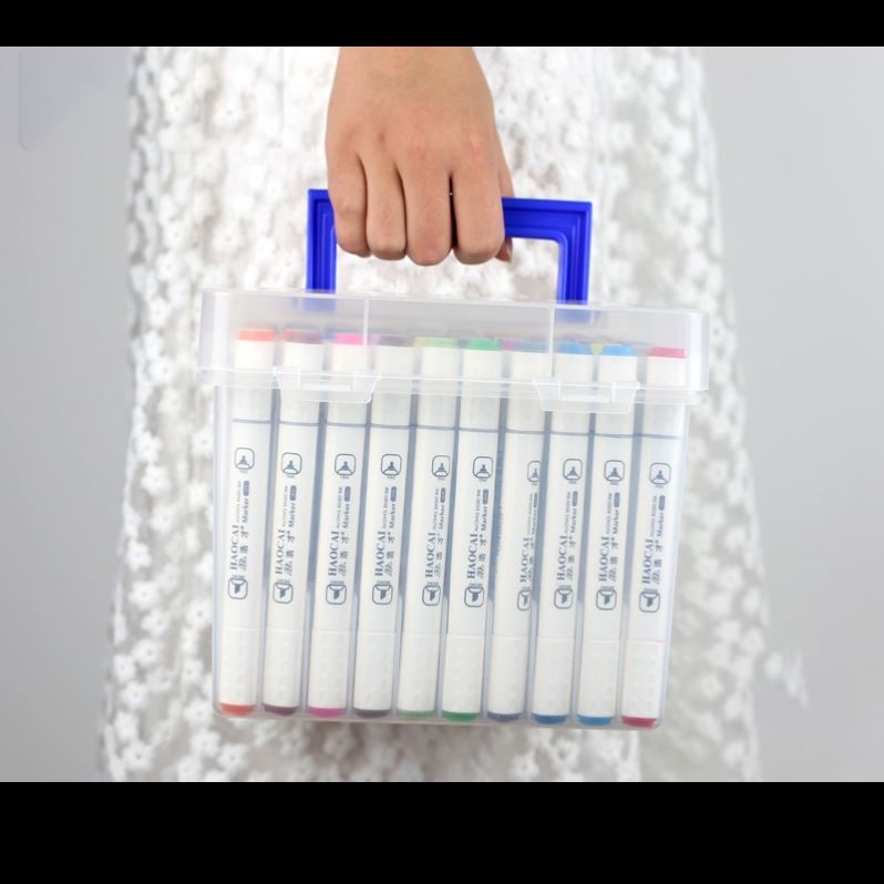 极速马克笔盒子收纳盒收纳储存36/4z8/60/80/120色隔层盒多功能手