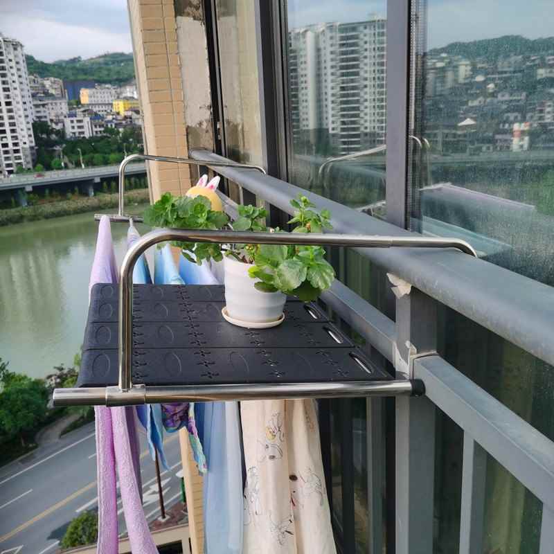 极速阳台室外伸缩晒衣架摺叠置物架护栏窗户凉衣S服晒鞋架挂衣杆