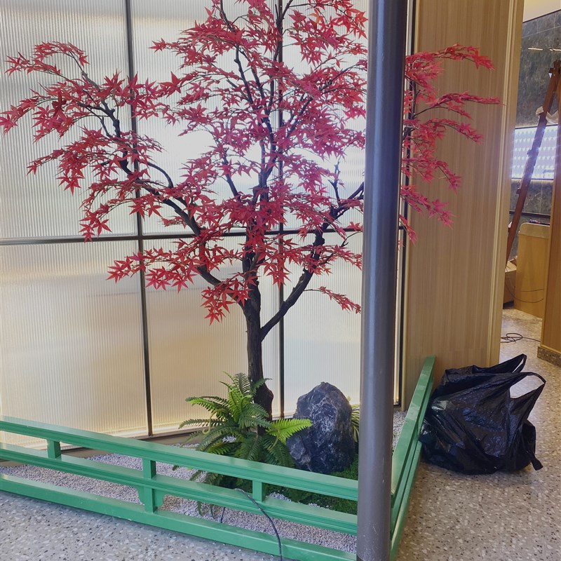 极速花舍橱窗装饰假树摆件仿真枫树盆景室内绿植盆V栽造型树可定