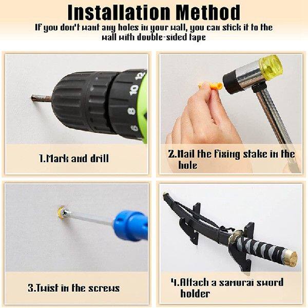 极速4 Sets Sword Wall Mount Adjustable SworRd Holder Wood