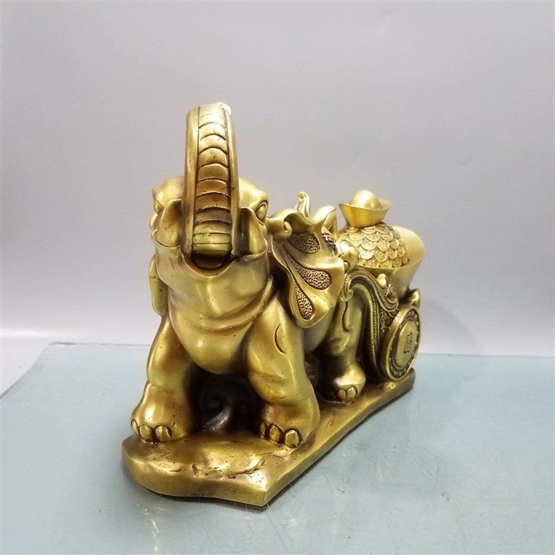 极速铜福象摆件纯铜象拉元t宝福财象家居办公室装饰工艺品旺财吸
