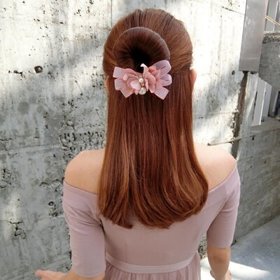 极速Korbean silk yarn bowknot lounger hair device bun artifa
