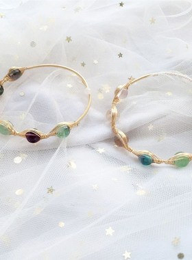 新品天然巴西紫水晶彩萤石手镯x子 手工制作14k女款手链甜美女款