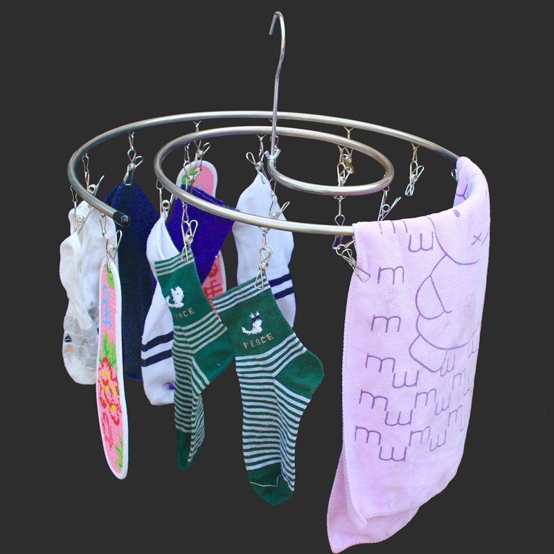 极速实用多功e能加粗不锈钢螺旋式衣架晾袜子架晒床单衣架晾晒架