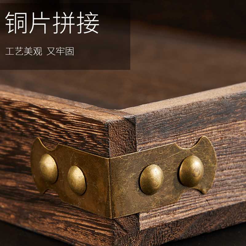 极速桐木文c盘实木文房四宝笔墨纸砚收纳盘托盘砚台毛毡墨汁墨条