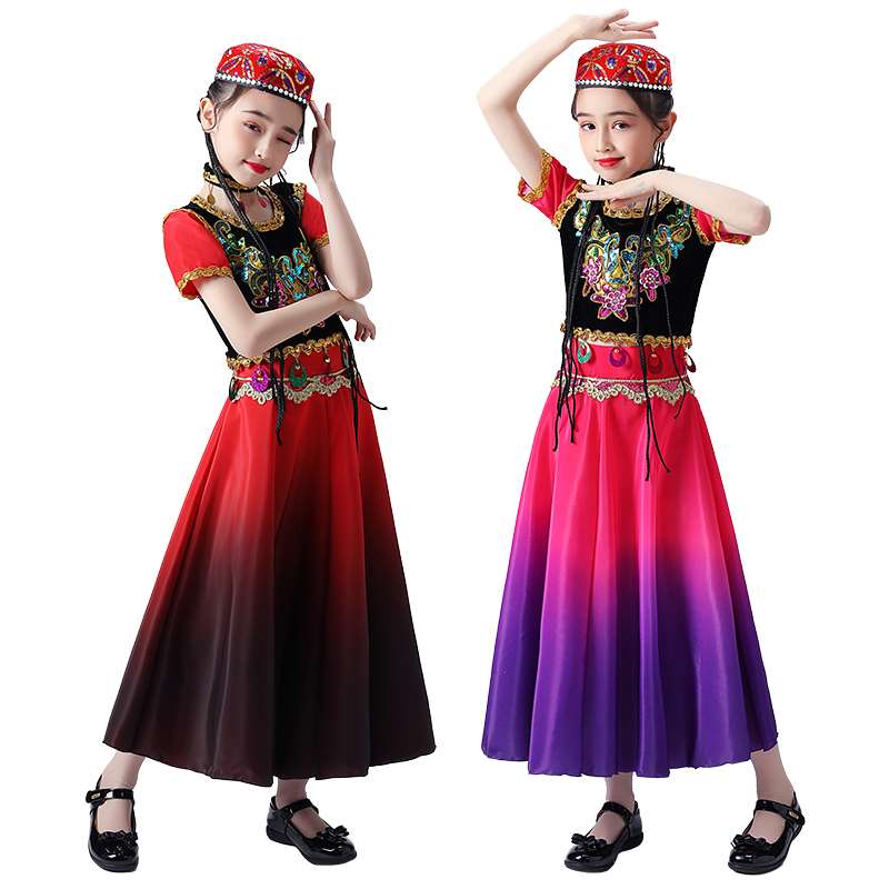 极速厂家六一儿童演出服新疆舞表演服男童女童维T吾尔族舞蹈服少