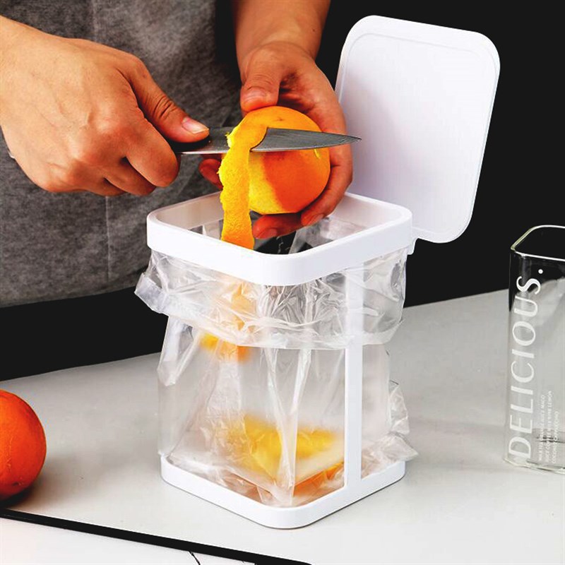 极速卧室迷你方形铁艺垃圾架家用厨房G台面落地小号垃圾桶带盖收