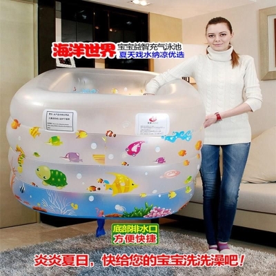 极速儿童游泳池家k用。收缩洗澡婴儿桶打气泡澡桶别墅折叠宝宝加