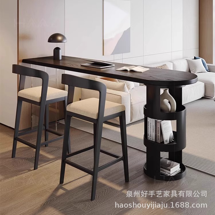 法式实木吧台桌亚克力长条桌沙发吧台边柜靠墙客厅隔断创意高脚桌