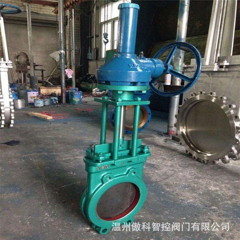 Z573X-6C 铸钢暗刀型闸阀 带盖刀型闸阀 对夹伞齿轮手动刀闸阀