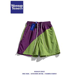 Wassup tenet日系拼色运动速干短裤男士夏季新款百搭透气五分中裤