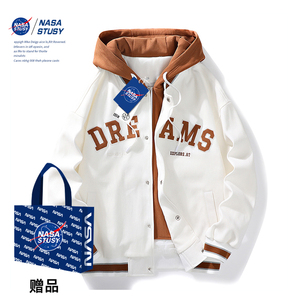 NASA官方夹克假两件美式潮牌新款情侣装棒球服男士休闲春秋款外套