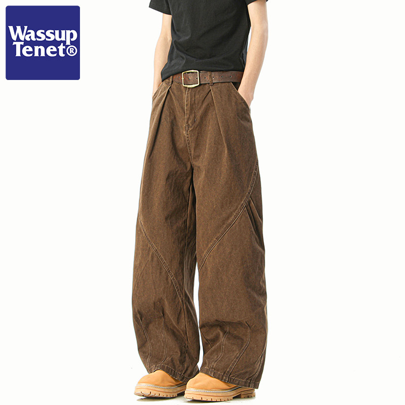 Wassup tenet美式工装休闲裤子男款春秋cleanfit褶皱伞兵裤微喇裤
