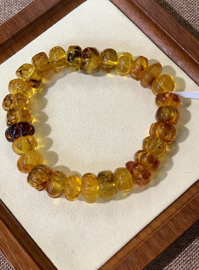 设计款琥珀蜜蜡金珀南瓜手串卡7*13.5克重24.26gNO.130