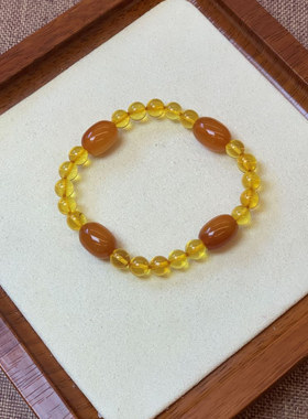 九紫离火佛宝护身琥珀蜜蜡手串设计款5.39gNO.698