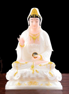 速发汉白玉眼眼娘娘神像家用供奉摆件明目元君12寸1母寸新款光光