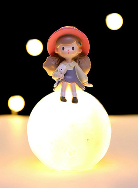 现货速发奶茶妹妹星球小夜灯 创意床头小星星灯摆件 儿童房卧室装
