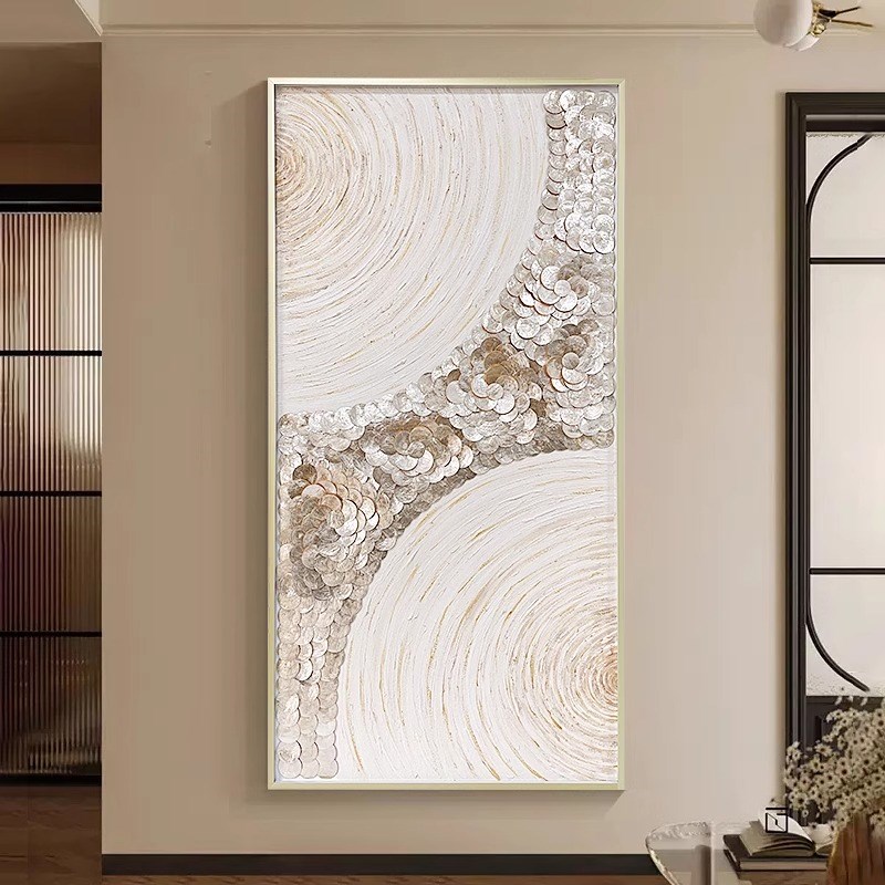 速发欧式轻奢金色贝壳装饰画客厅玄关高级感酒店家居壁挂画墙饰图片
