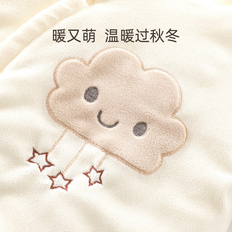 速发婴儿新款加绒加厚保暖连体衣男宝宝百搭休闲舒适哈衣爬爬服