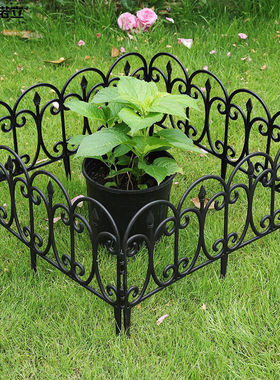 速发捷诺立(L)882塑围插地式护栏栅栏篱笆小栏料黑色拱形5片装