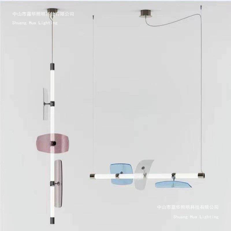 现货长条餐厅吧台吊灯设u计师后卧室床头水晶玻璃彩色灯具