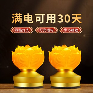 速发新款充电佛灯灯莲花灯佛前供灯一对迷你长供灯佛明小水晶