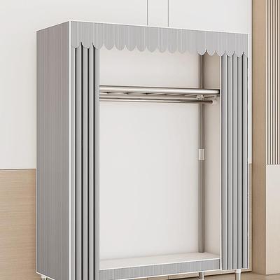布衣柜加厚全钢架加粗衣柜家用卧室新款组合儿童简易衣柜出租房用