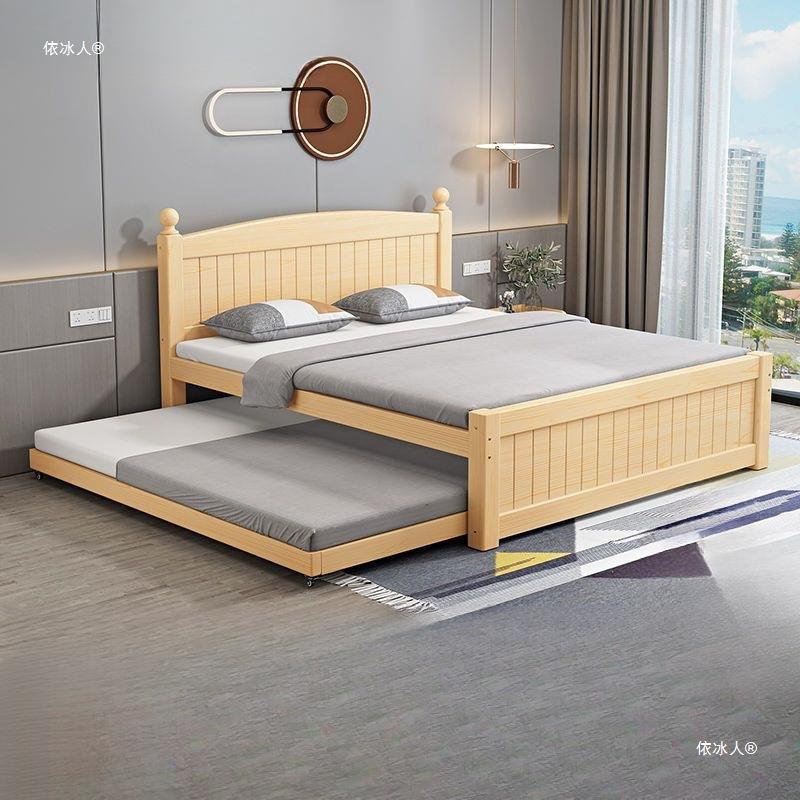 实木床小户型实木拖拉床高低床儿童床家用多功能上下床成人大床