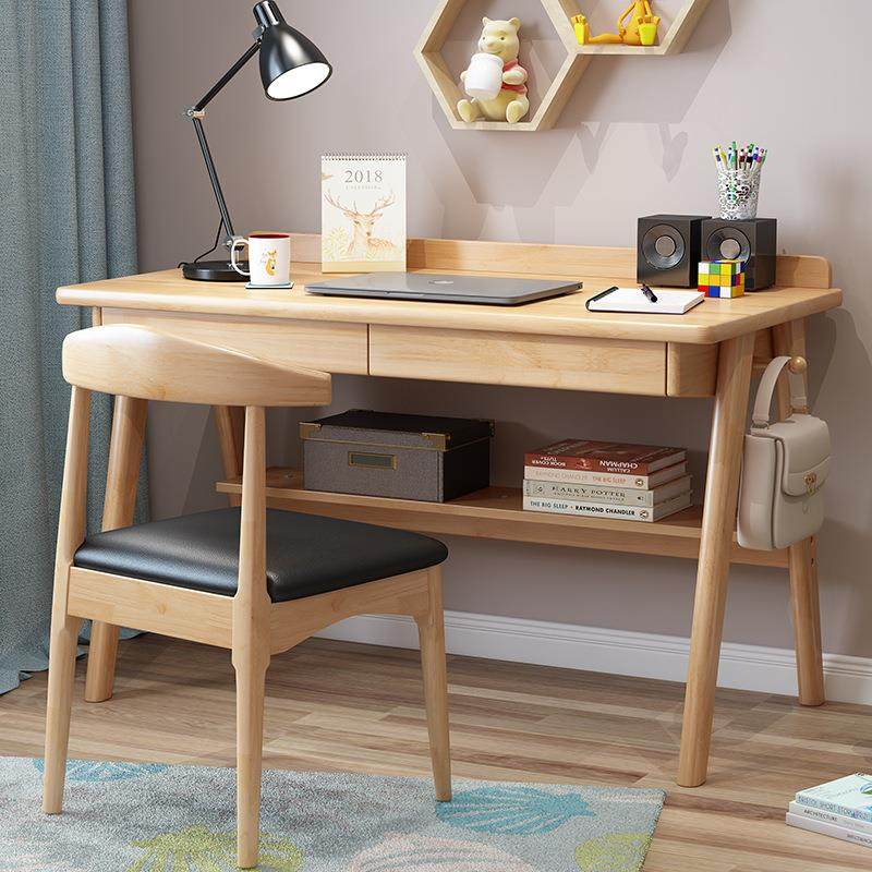 电脑桌台式书桌实木家用学生初中简易办公桌子卧室写字儿童学