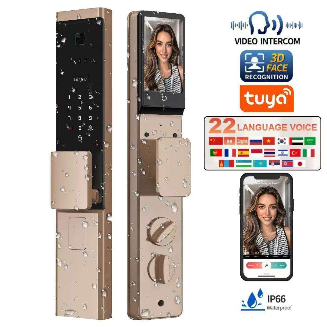 高端家用防盗门指纹锁密码锁全自动人脸识别智能锁入户门带监控