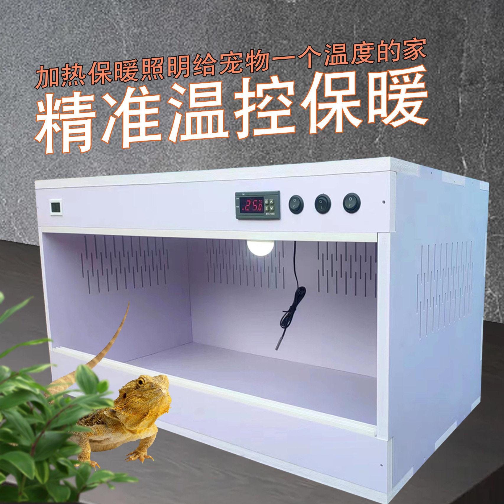 PVC爬宠箱鬃狮蜥蜴饲养箱陆龟守宫刺猬爬虫保温箱智能温控芦丁鸡