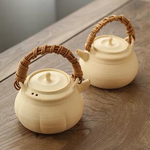 玩物集白泥砂铫烧水陶壶工夫茶壶藤提梁炭碳电陶炉煮水煮茶壶