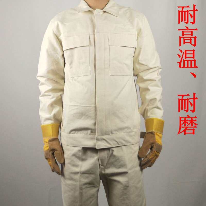 劳保用品工装帆布加厚白色电焊服阻燃防火星服劳保工作服