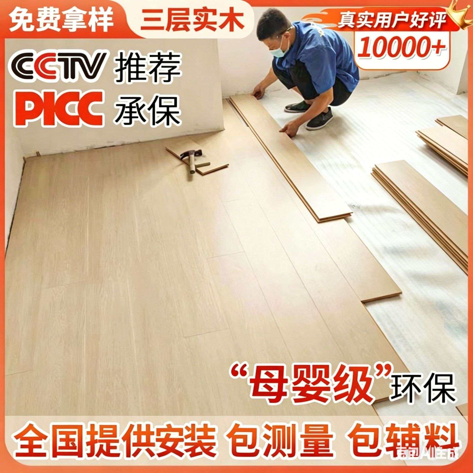 新三层实木复合地板家用地暖