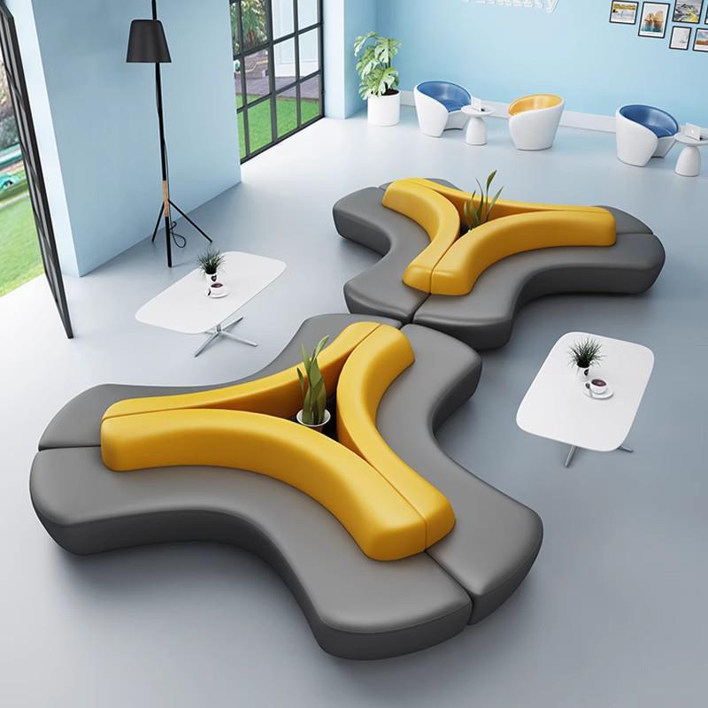 现代办公沙发休息区接待厅会客组合简约创意商务休闲大堂异形家具