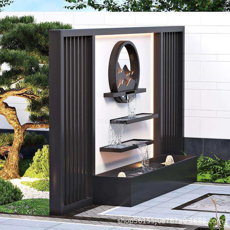 铝合金影壁墙户外水景流水景观墙室外屏风隔断墙不锈钢照壁水幕墙