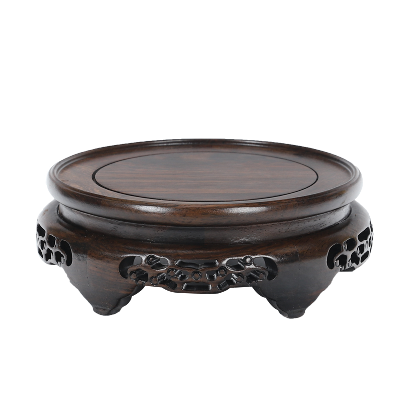 黑檀木圆形花瓶底座奇石头香炉花盆酒坛茶壶鱼缸佛像摆件底座托架