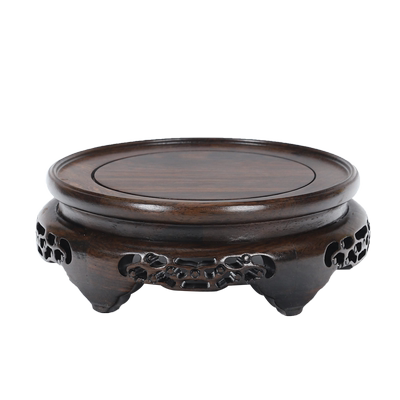 黑檀木圆形花瓶盆景鱼缸摆件底座