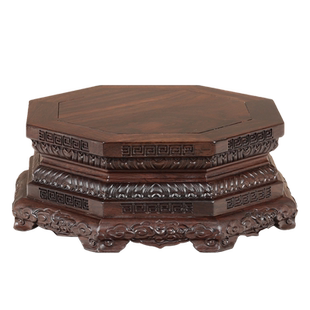 黑檀木八角莲花底座供奉财神佛像观音菩萨金刚摆件实木质莲花座台