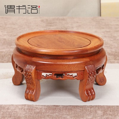 酸枝木加高圆形佛像鱼缸酒坛架子