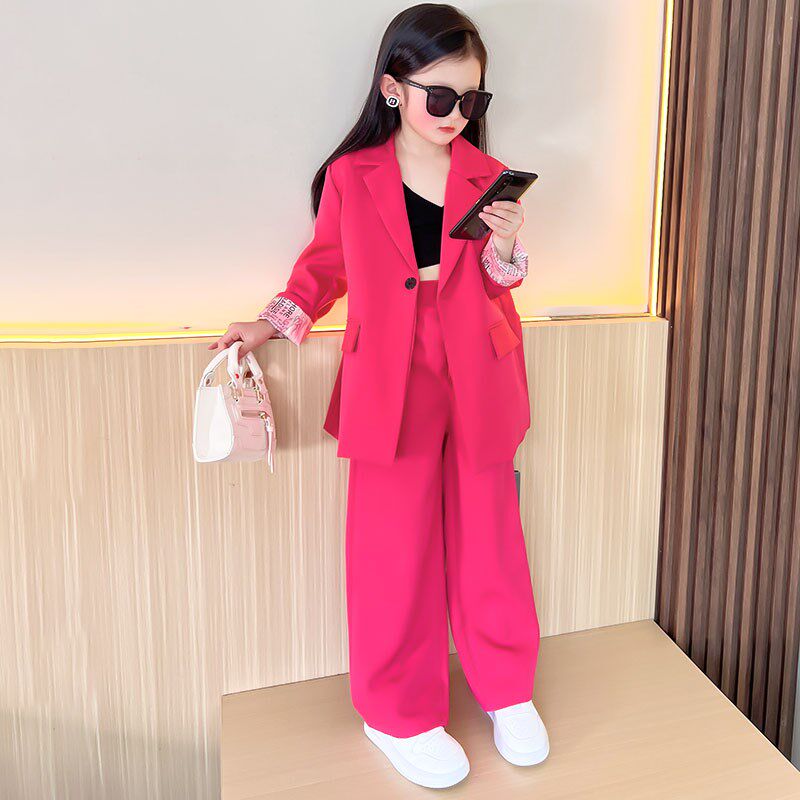 现货速发童套装秋款时尚模特走秀演出服儿童外套小西服洋气炸街礼
